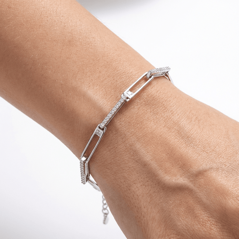 Sterling Pavé Links Bracelet - Leila Jewels