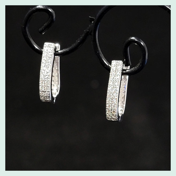 Sterling Silver Pavé Huggie Earrings - Leila Jewels