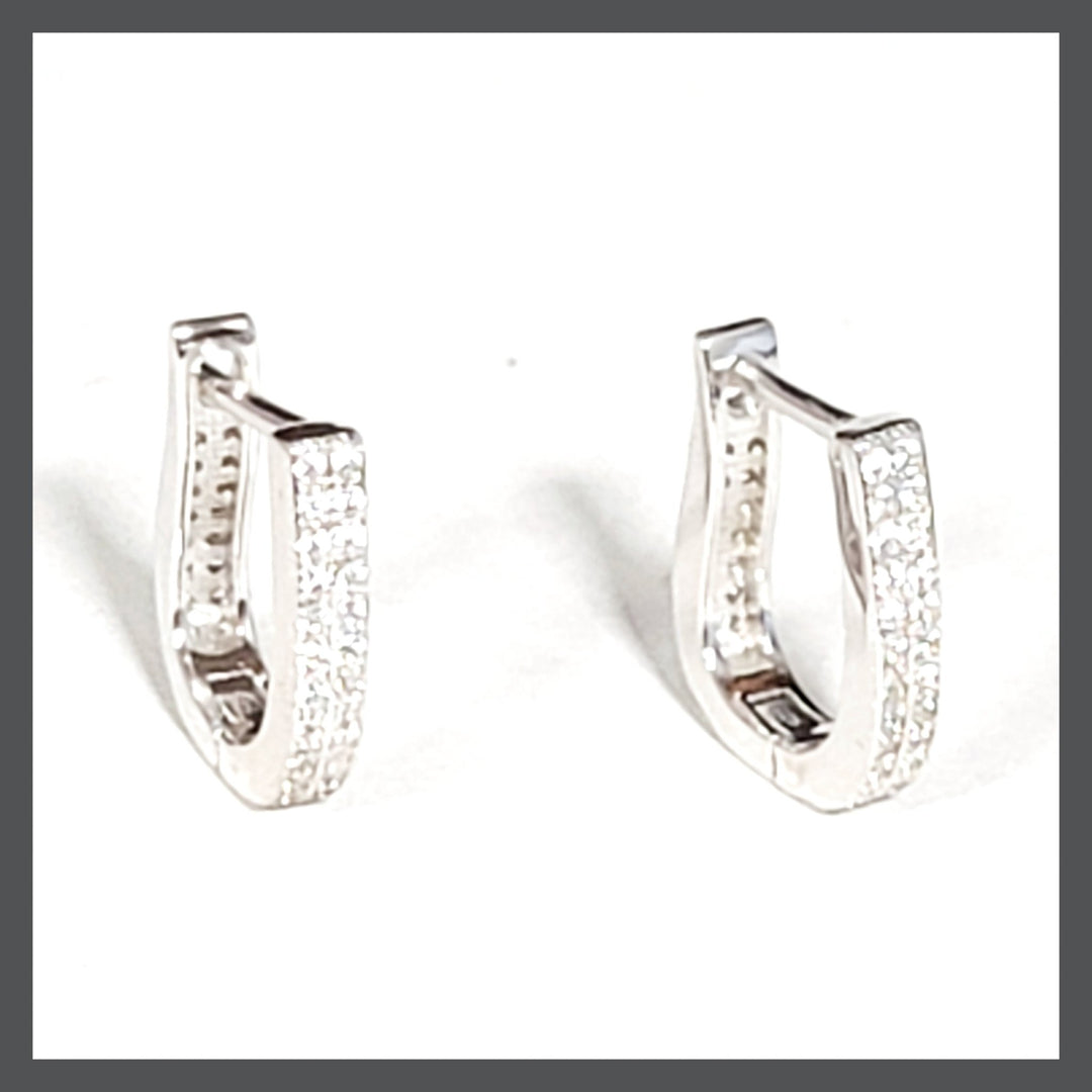 Sterling Silver Pavé Huggie Earrings - Leila Jewels