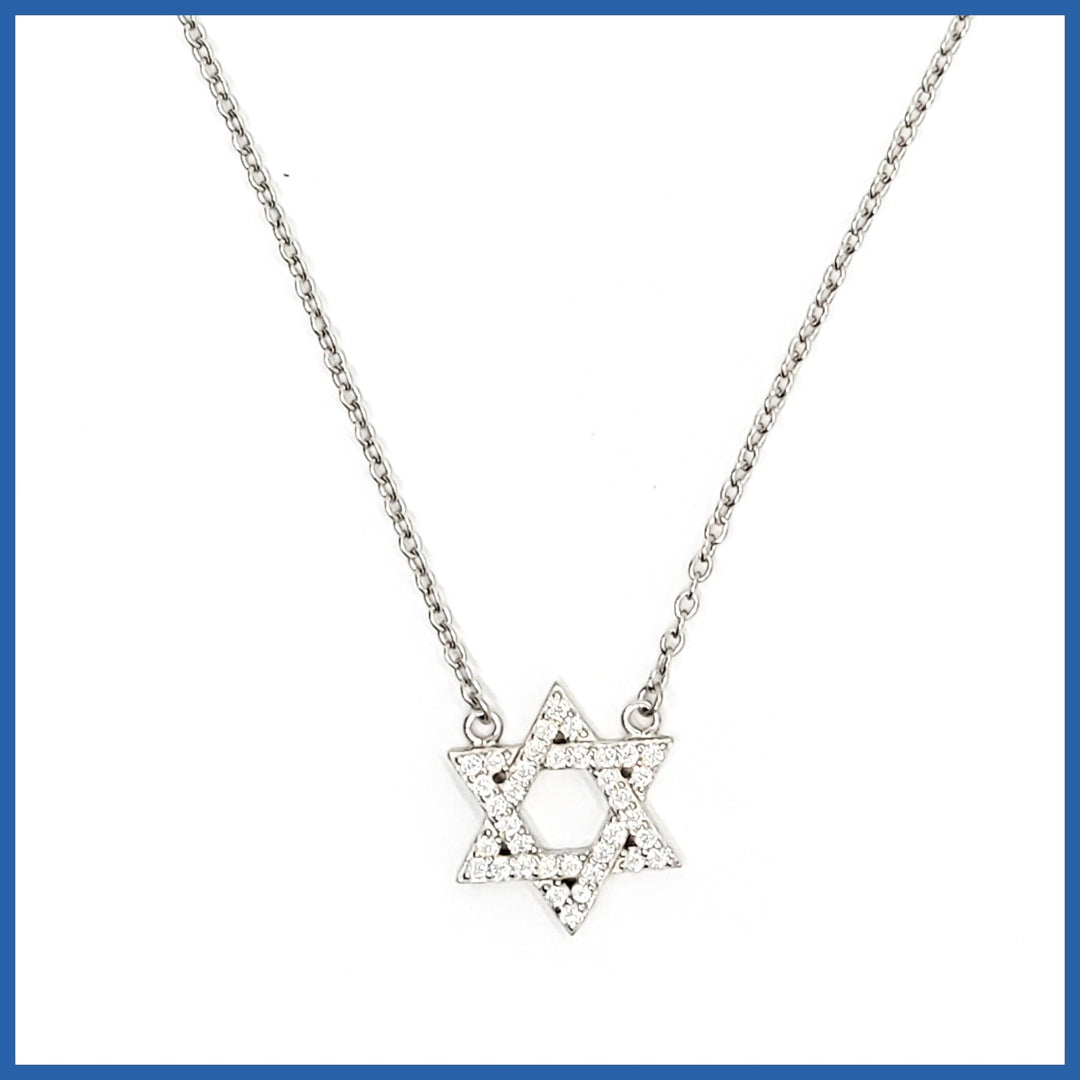 Sterling Pavé Star of David Necklace - Leila Jewels