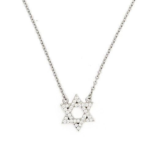 Sterling Pavé Star of David Necklace - Leila Jewels