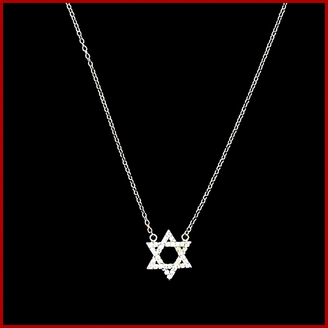 Sterling Pavé Star of David Necklace - Leila Jewels