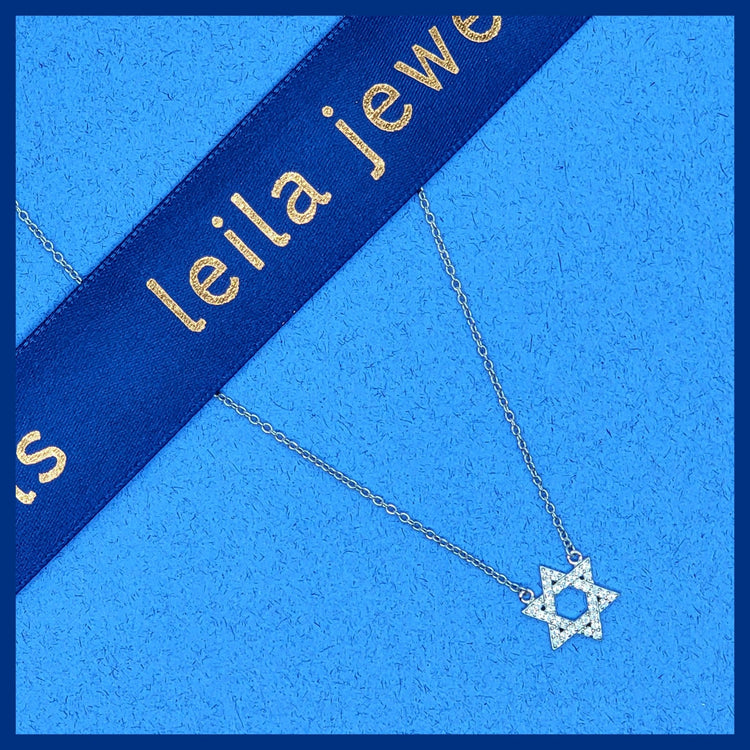 Sterling Pavé Star of David Necklace - Leila Jewels