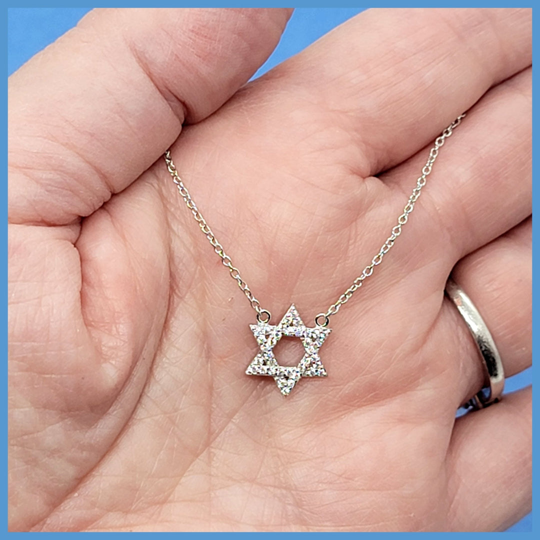 Sterling Pavé Star of David Necklace - Leila Jewels