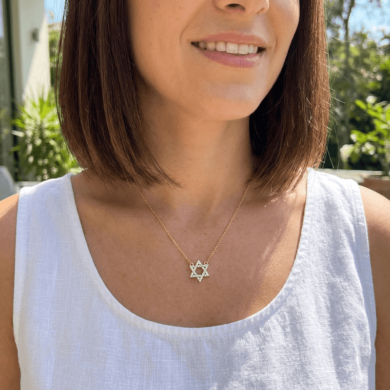 Sterling Pavé Star of David Necklace - Leila Jewels