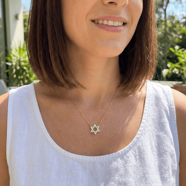 Sterling Pavé Star of David Necklace - Leila Jewels