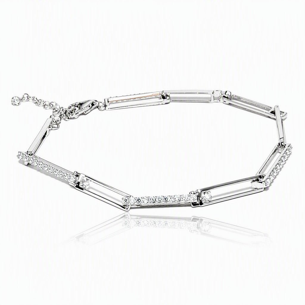 Sterling Pavé Links Bracelet - Leila Jewels