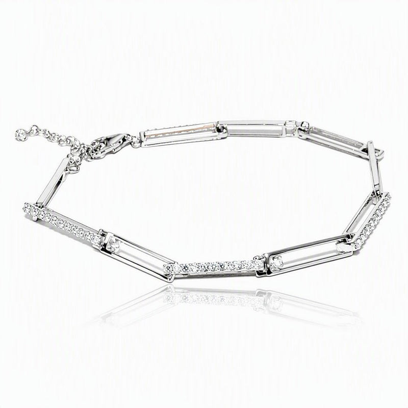 Sterling Pavé Links Bracelet - Leila Jewels