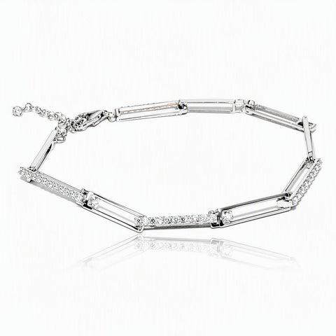 Sterling Pavé Links Bracelet - Leila Jewels
