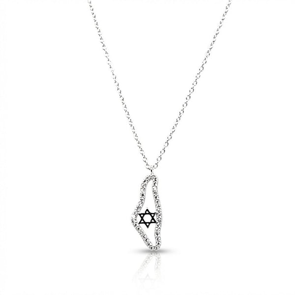 Israel Map Pendant Necklace with Jewish Star - Leila Jewels