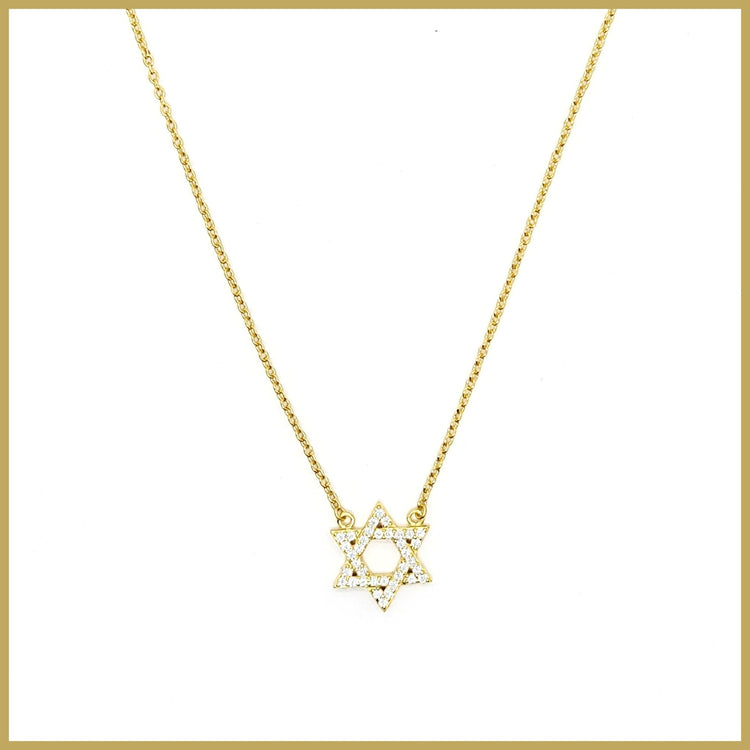 Sterling Pavé Star of David Necklace - Leila Jewels