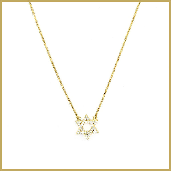 Sterling Pavé Star of David Necklace - Leila Jewels