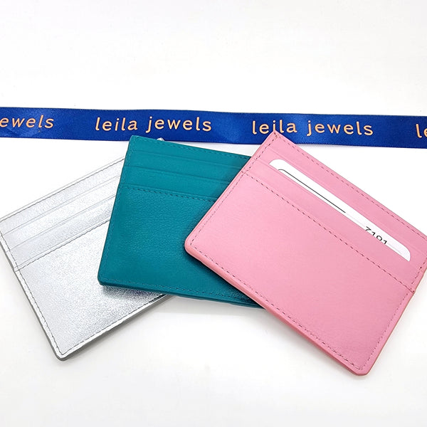 Checkerboard Leather Card Case - Leila Jewels
