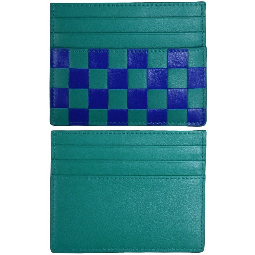 Checkerboard Leather Card Case - Leila Jewels