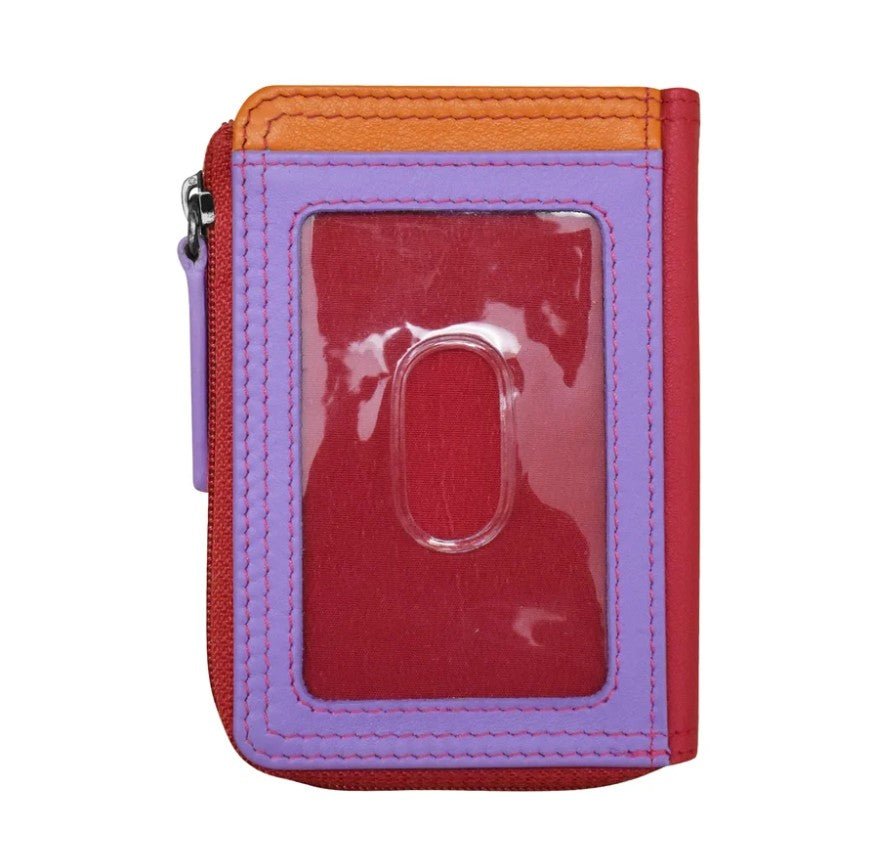 Leather Credit Card / ID Holder with Zip Pocket - Leila Jewels