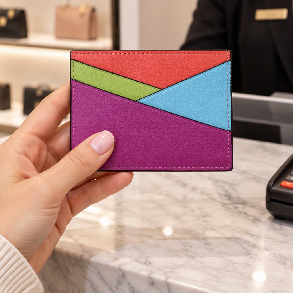 Asymmetric Leather Card Holder - Leila Jewels