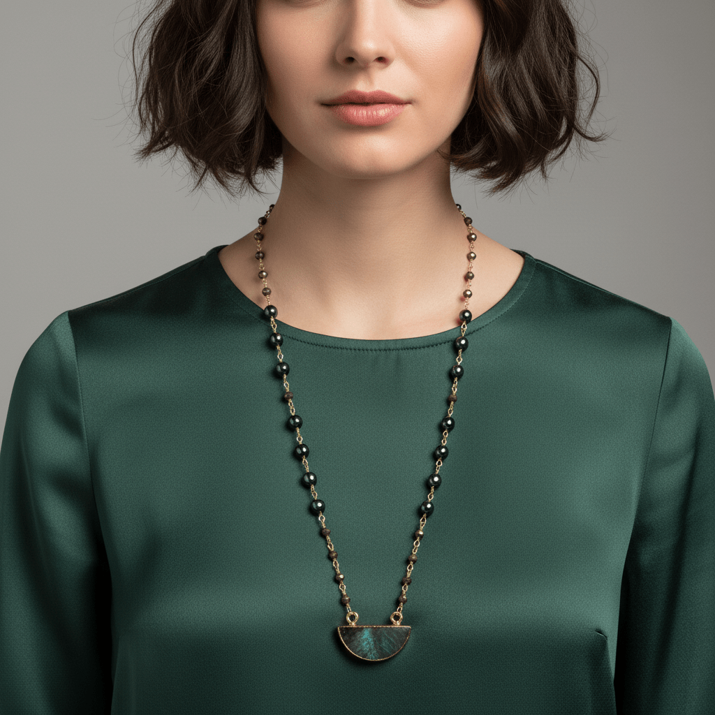 Labradorite Slice Necklace - Leila Jewels