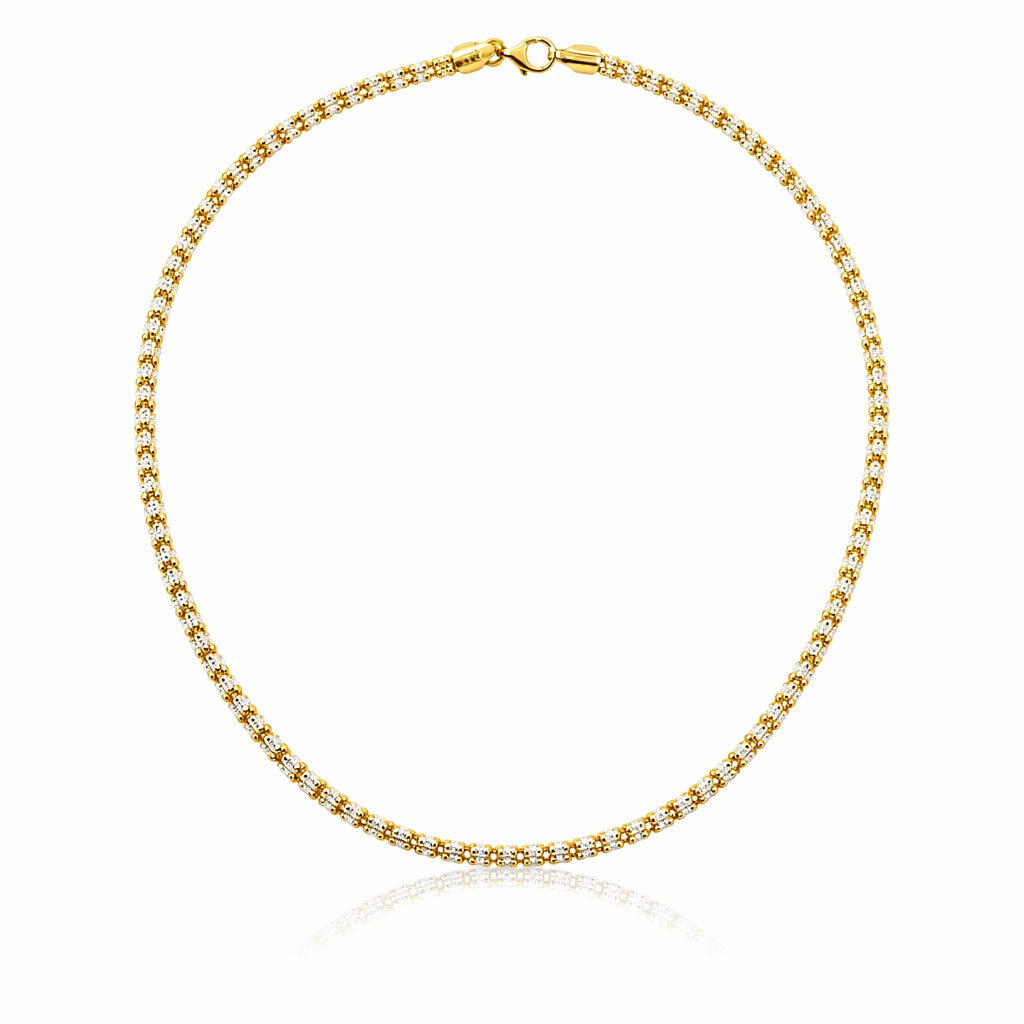 Italian Sterling Silver Two-Tone Barrel Chain Necklace - Leila Jewels