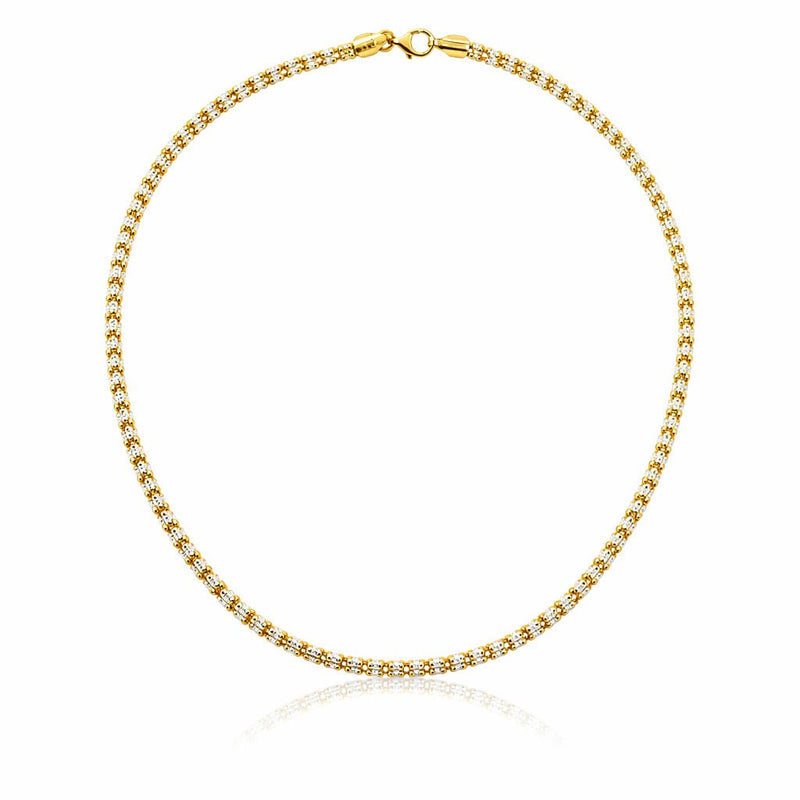 Italian Sterling Silver Two-Tone Barrel Chain Necklace - Leila Jewels