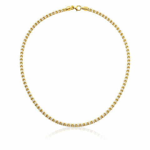 Italian Sterling Silver Two-Tone Barrel Chain Necklace - Leila Jewels