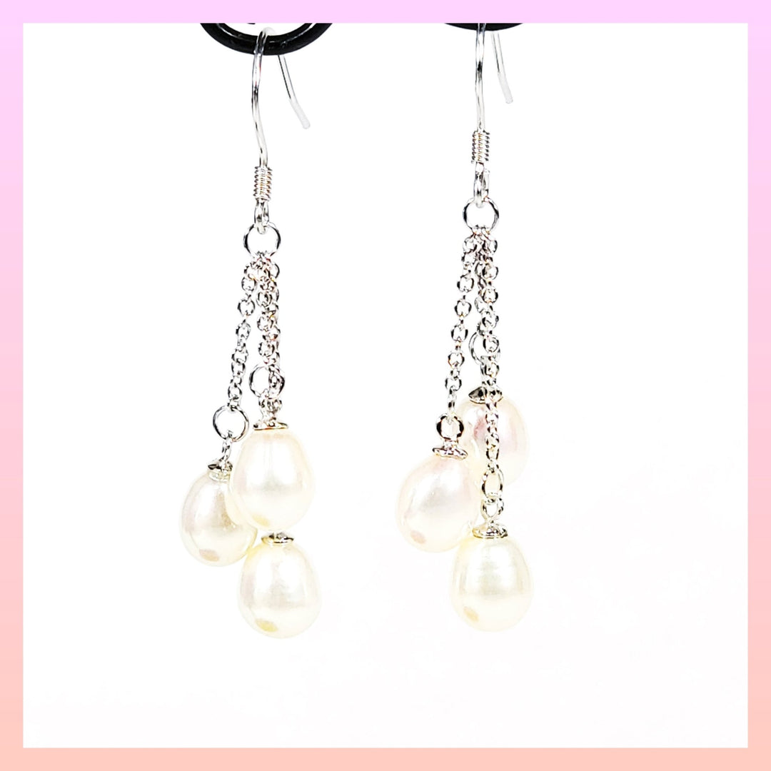 Three Pearl Dangle Earrings - Leila Jewels