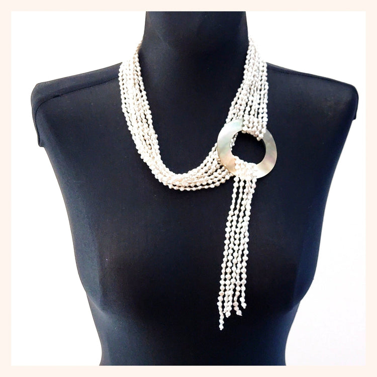 5 - Strand Pearl Statement Necklace - Leila Jewels