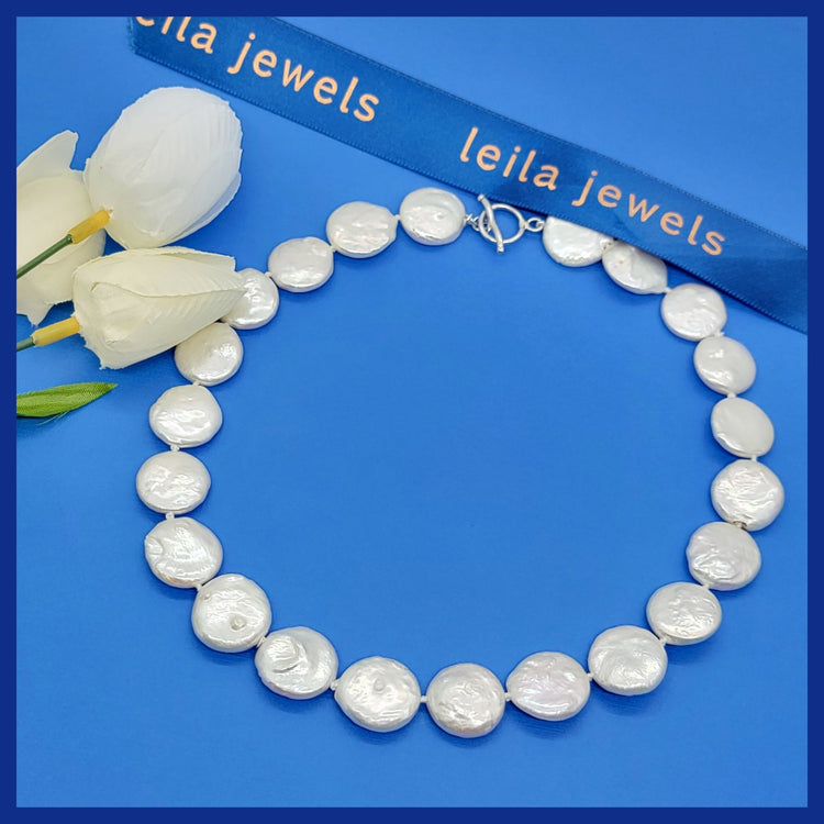 Coin Pearls Necklace - Leila Jewels