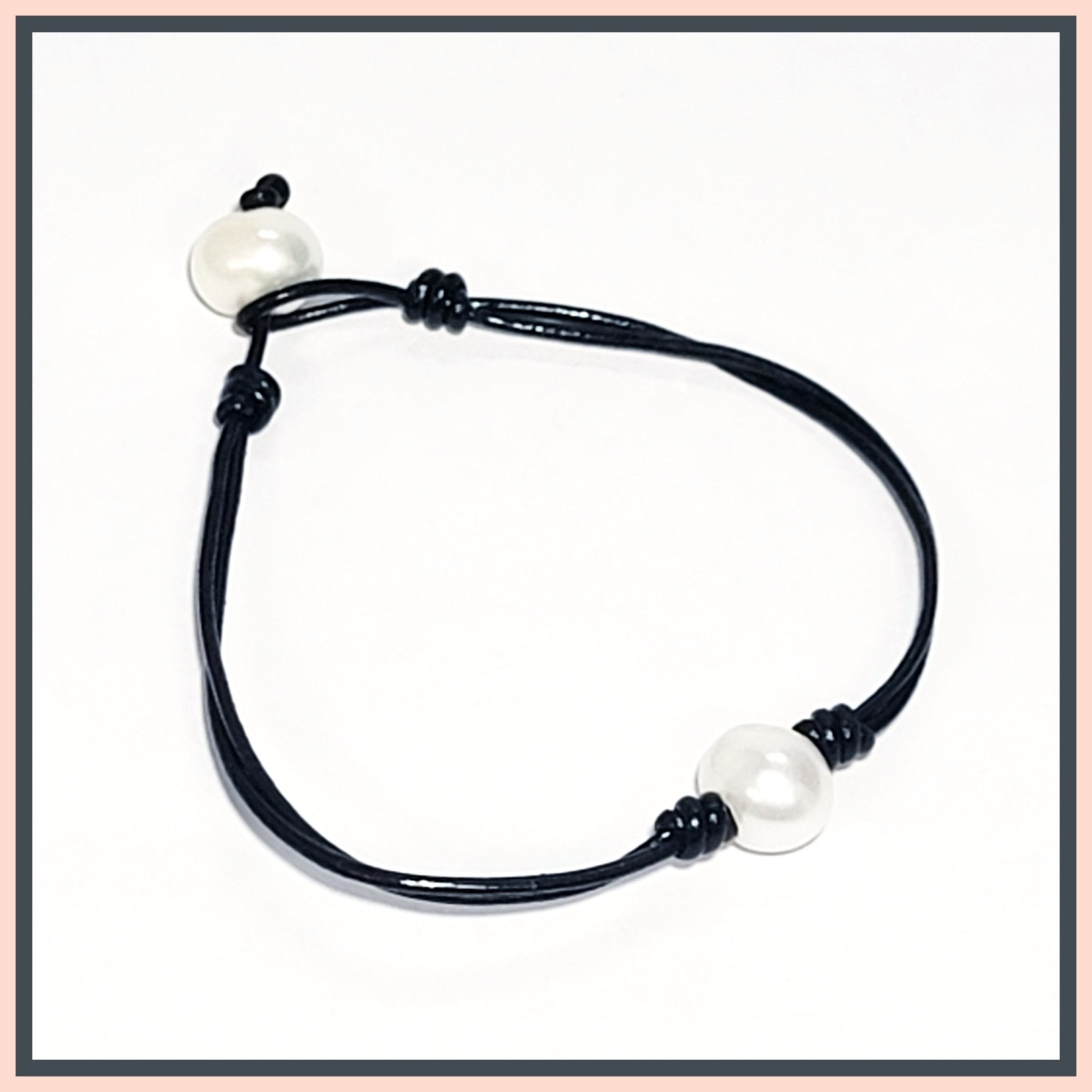 Leather and Pearl Bracelet - Leila Jewels