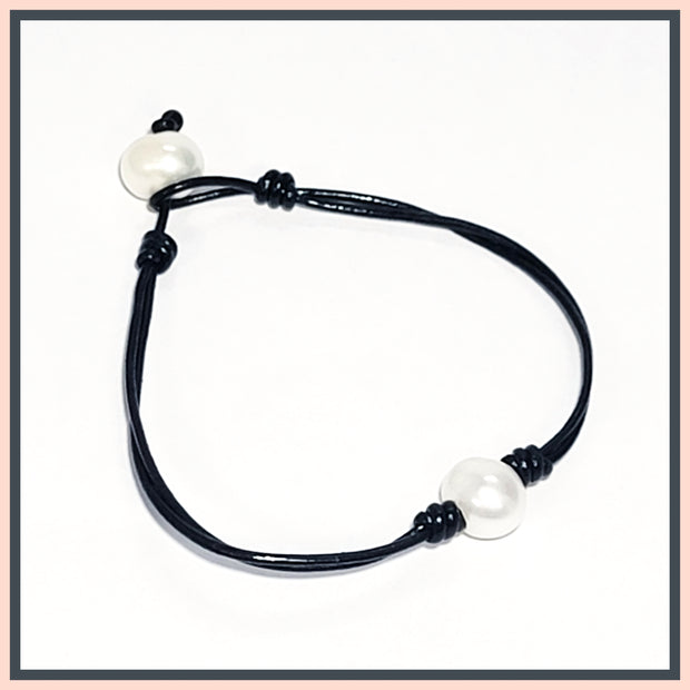 leather pearl bracelet leila jewels