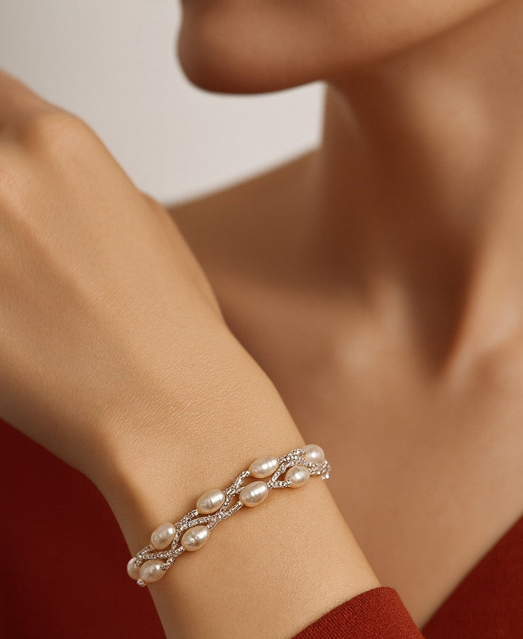Woven Pearl Bracelet - Leila Jewels