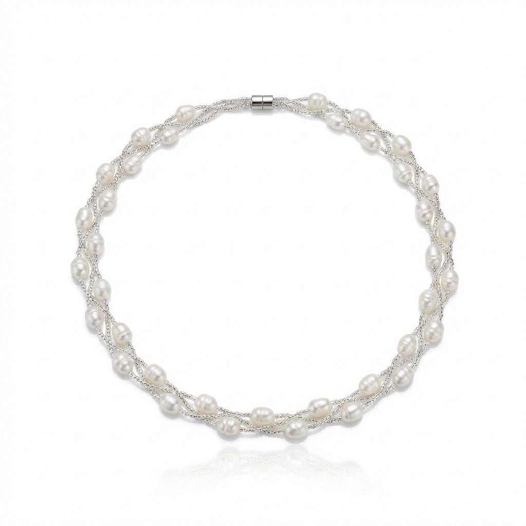 Woven Freshwater Pearl Necklace - Leila Jewels