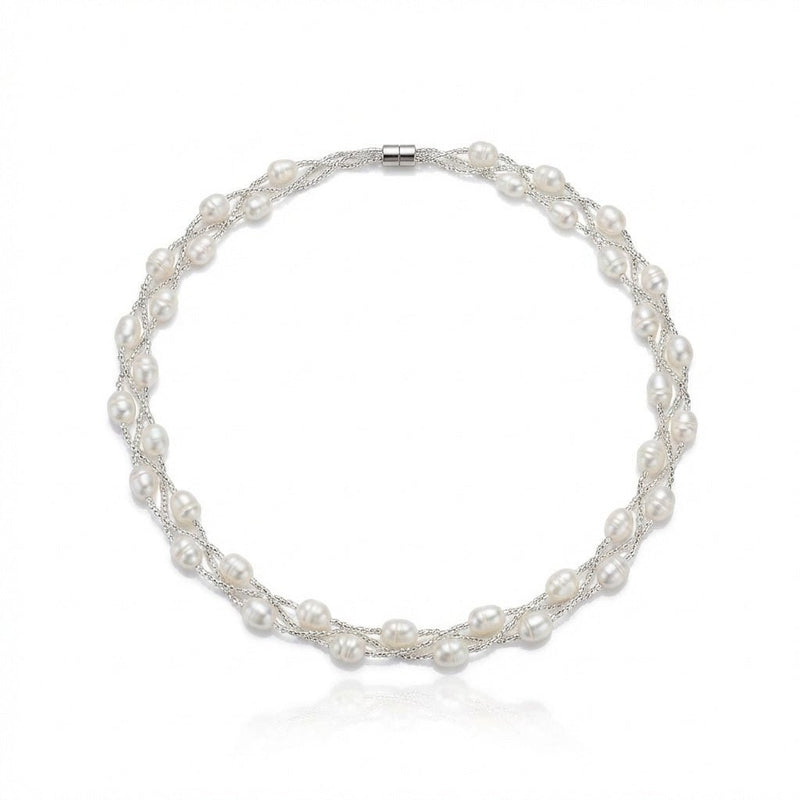Woven Freshwater Pearl Necklace - Leila Jewels
