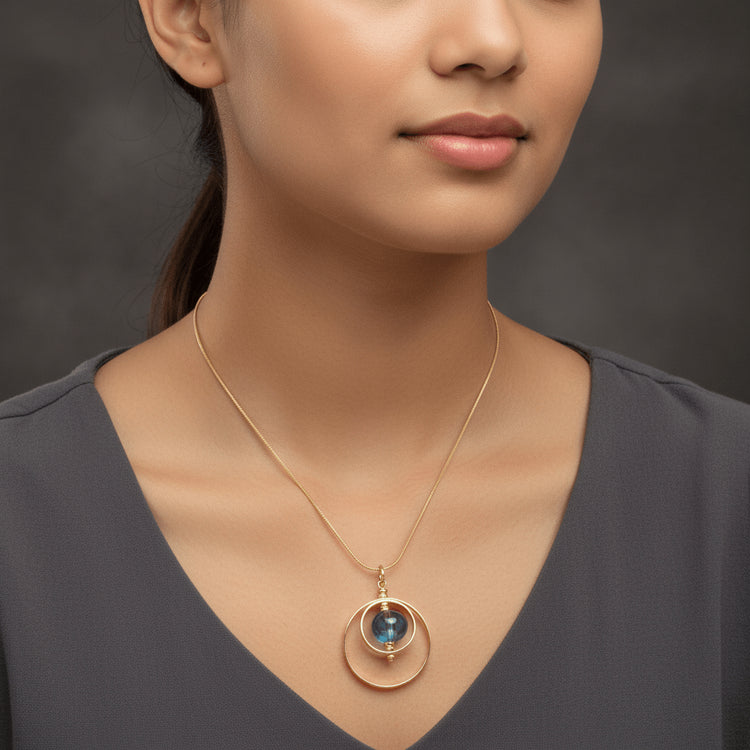 Immortal Eyes Pull Necklace with Glass Bead - Leila Jewels