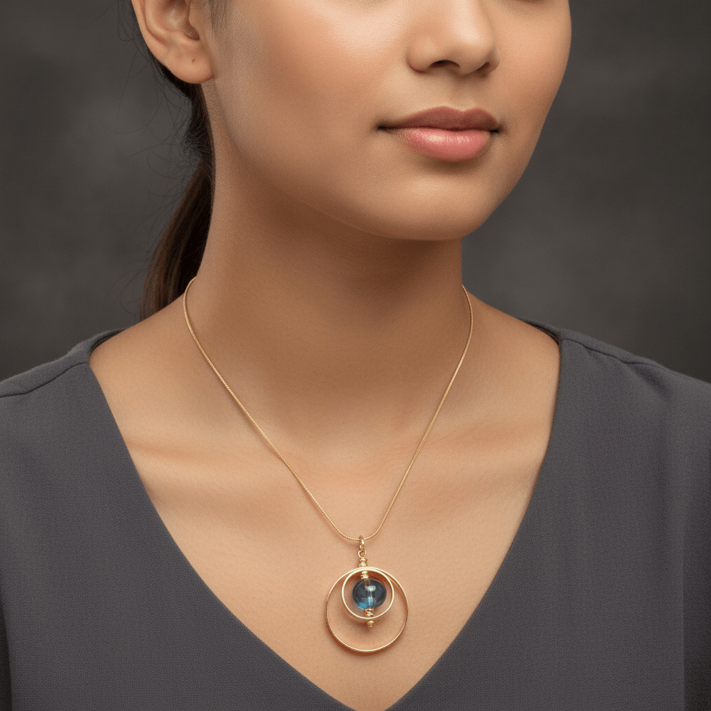 Immortal Eyes Pull Necklace with Glass Bead - Leila Jewels