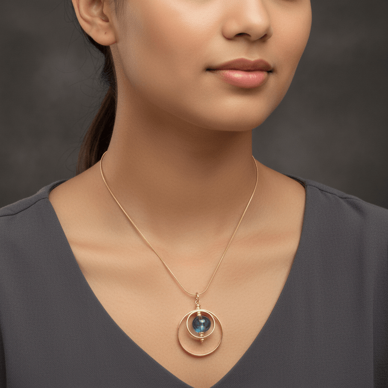 Immortal Eyes Pull Necklace with Glass Bead - Leila Jewels