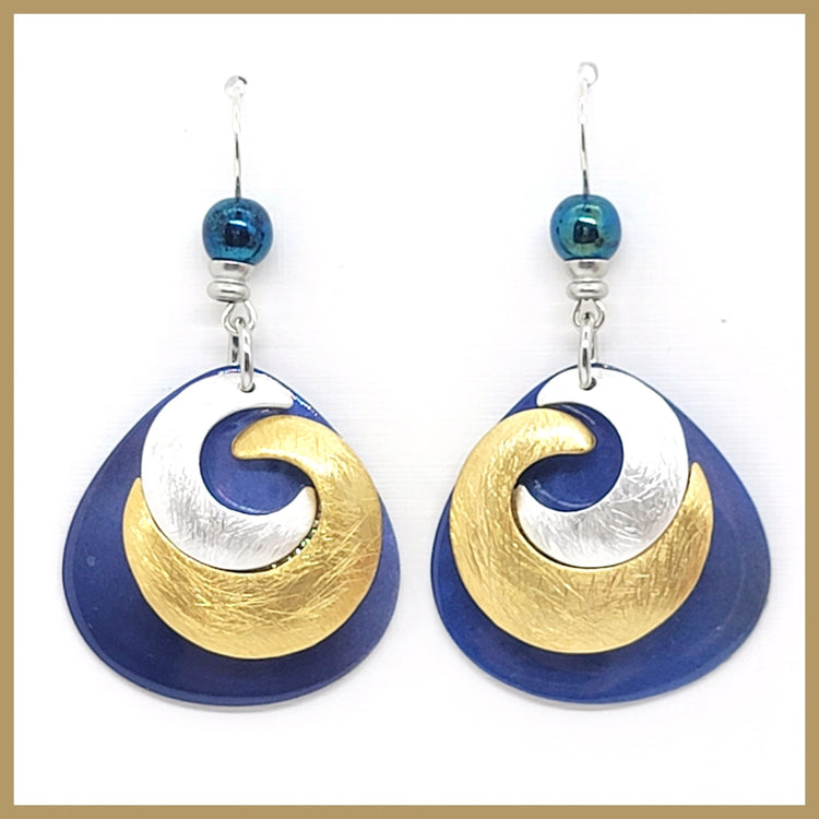 Triangle "Crescents" Swirl Earrings - Leila Jewels