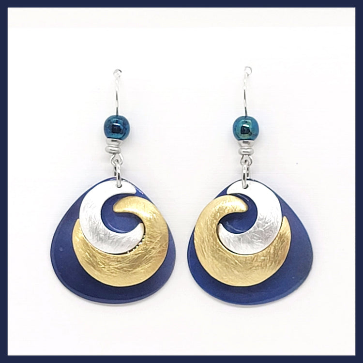 Triangle "Crescents" Swirl Earrings - Leila Jewels