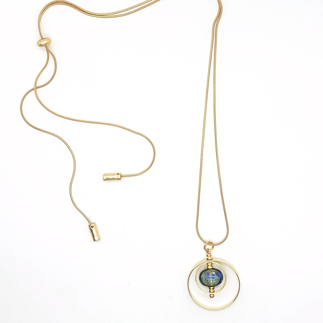 Immortal Eyes Pull Necklace with Glass Bead - Leila Jewels