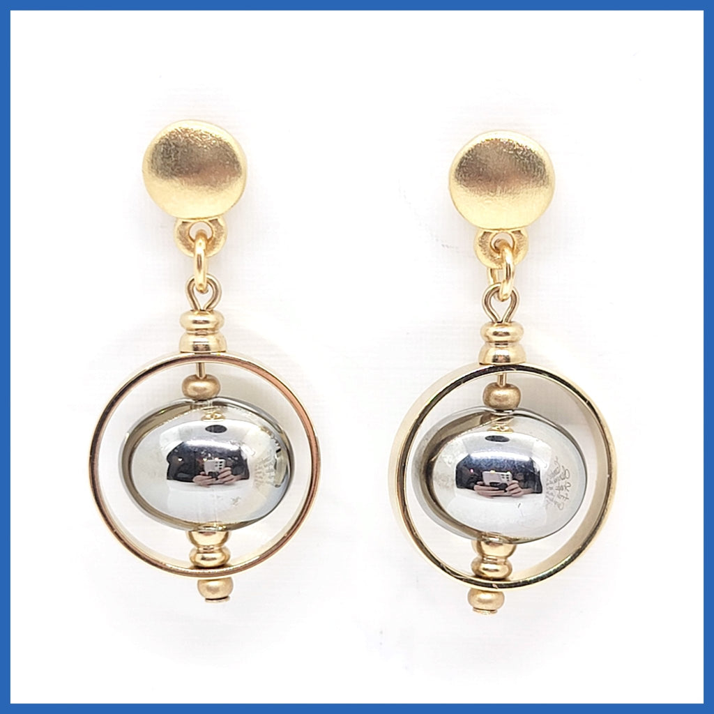 Gold "Immortal" Glass Bead Earrings - Leila Jewels