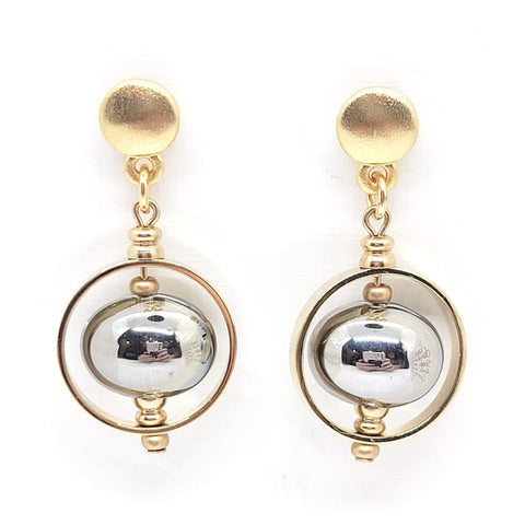 Gold "Immortal" Glass Bead Earrings - Leila Jewels