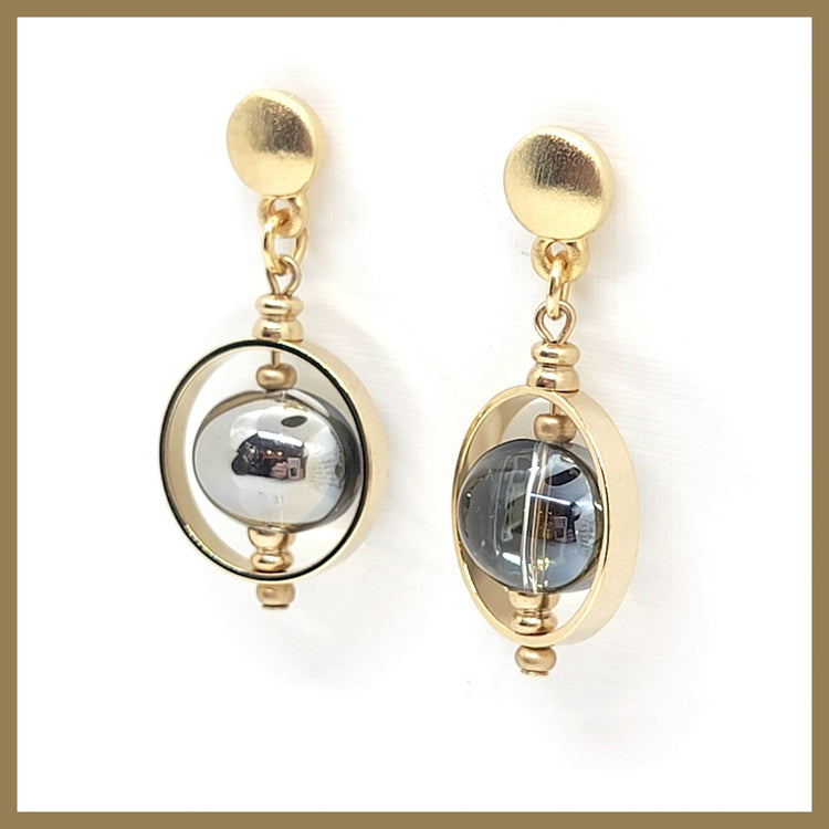 Gold "Immortal" Glass Bead Earrings - Leila Jewels