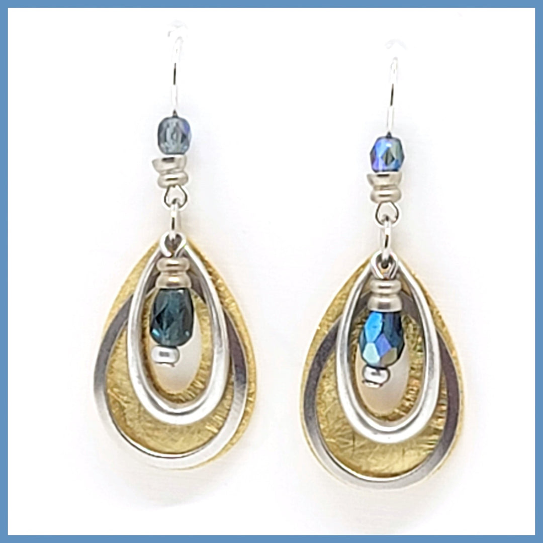 Two - Tone "Blessings" Teardrop Earrings - Leila Jewels