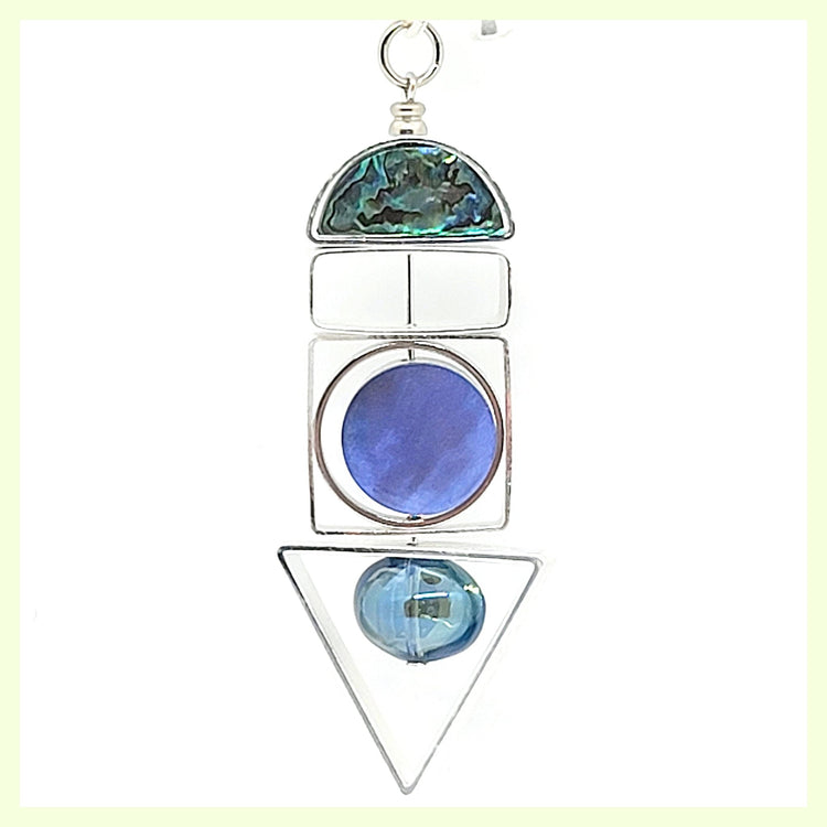 Abalone "Geo" Pull Necklace with Glass Bead - Leila Jewels