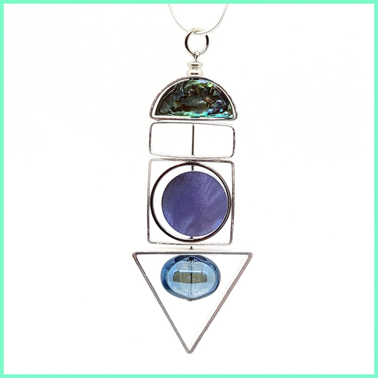 Abalone "Geo" Pull Necklace with Glass Bead - Leila Jewels