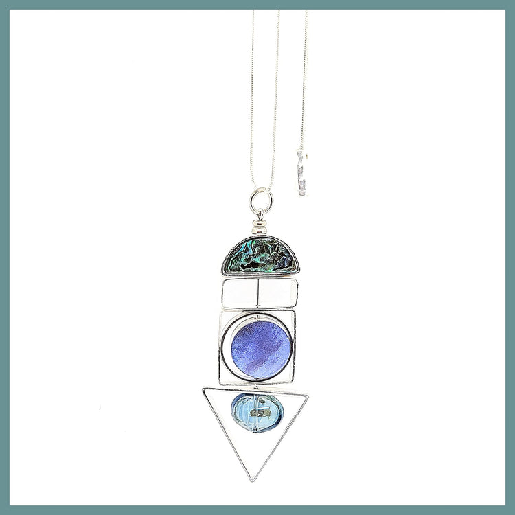 Abalone "Geo" Pull Necklace with Glass Bead - Leila Jewels