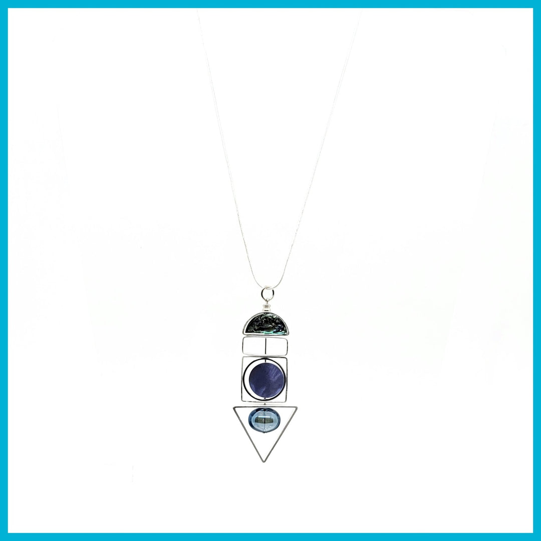 Abalone "Geo" Pull Necklace with Glass Bead - Leila Jewels