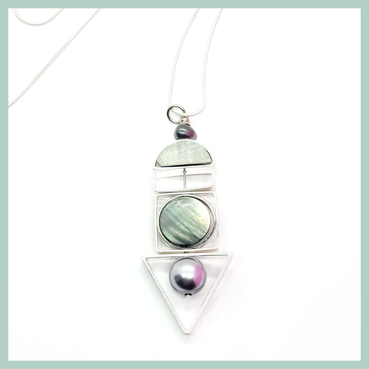 Abalone "Geo" Pull Necklace with Glass Bead - Leila Jewels