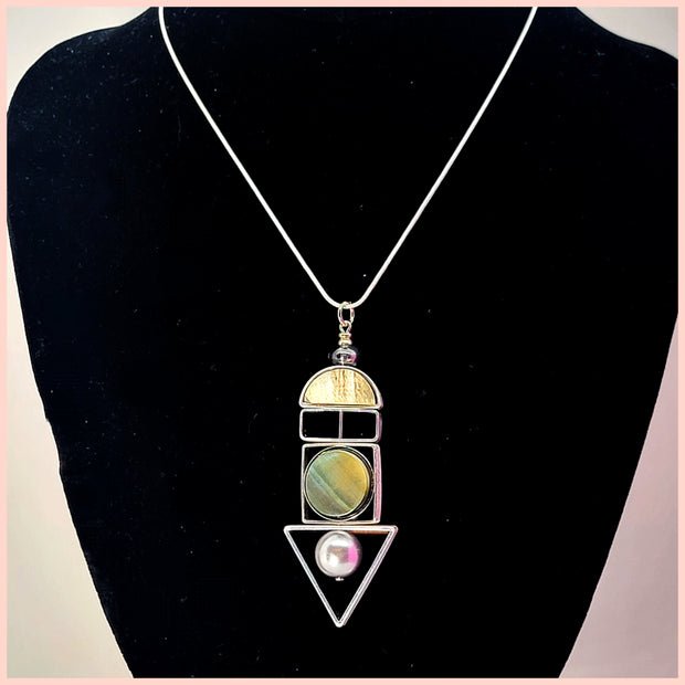 Abalone "Geo" Pull Necklace with Glass Bead