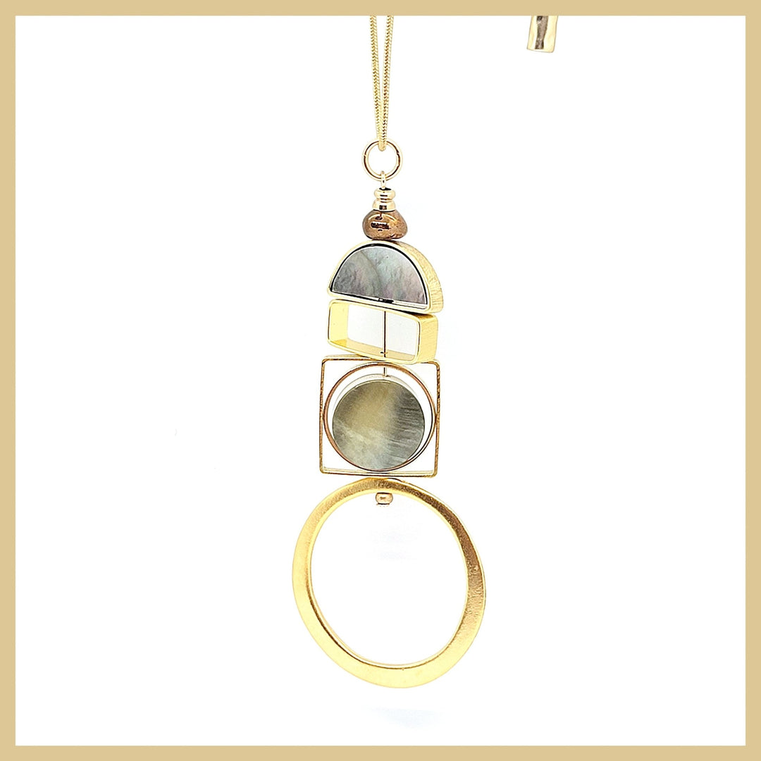 Gold "Saturn" Pull Necklace with Abalone - Leila Jewels