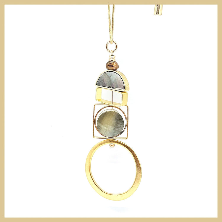 Gold "Saturn" Pull Necklace with Abalone - Leila Jewels